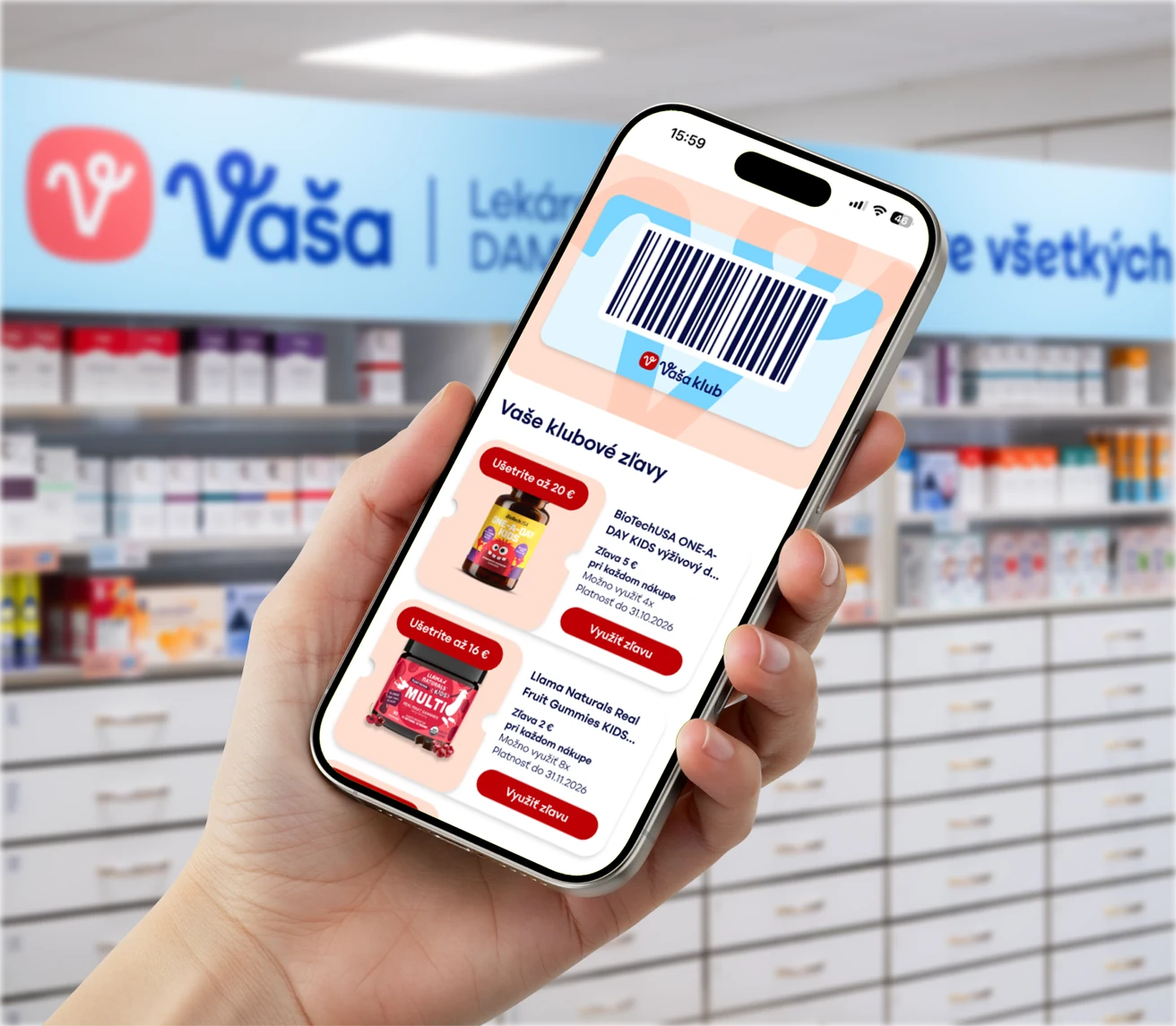 Klubová karta v mobilnej aplikácii Vaša Klub