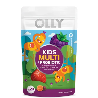 OLLY Kids Multi + Probiotic výhodné rodinné balenie detských vitamínov s príchuťou tropického ovocia, 70 ks