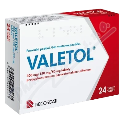VALETOL® 300 mg / 150 mg / 50 mg vo forme obalených tabliet, 24 tabliet